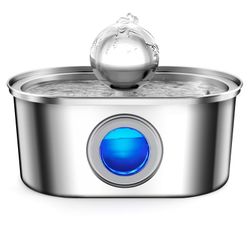 Cat Water Fountain Stainless Steel, Pet Water Fountain with 𝗪𝗮𝘁𝗲𝗿 𝗟𝗲𝘃𝗲𝗹 𝗪𝗶𝗻𝗱𝗼𝘄, 𝟭𝟬𝟴𝗼𝘇/𝟯.𝟮𝗟 Automatic Water Fountain for Cats I