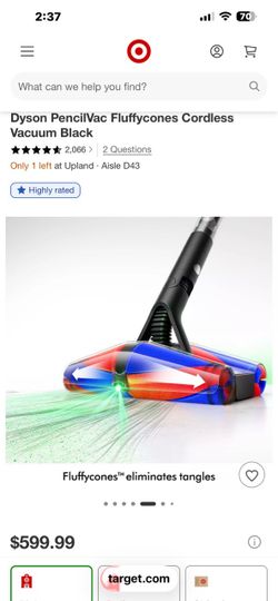 Dyson PencilVac Fluffycones Cordless Vacuum Black