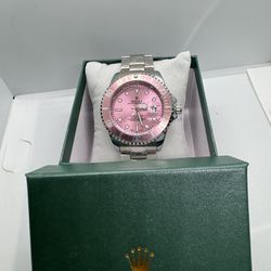 Brand New Women’s Pink Face / Silver Band Designer Watch With Box! 