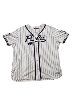Polo Ralph Lauren Pinstripe Polo Bear Baseball Jersey Yankees Mens Size Large