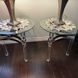 Glass And Acrylic End Tables, Set Of 2