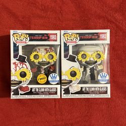 Funko Pop Terrifier Art the Clown With Glasses #1593 CHASE and Common Bundle