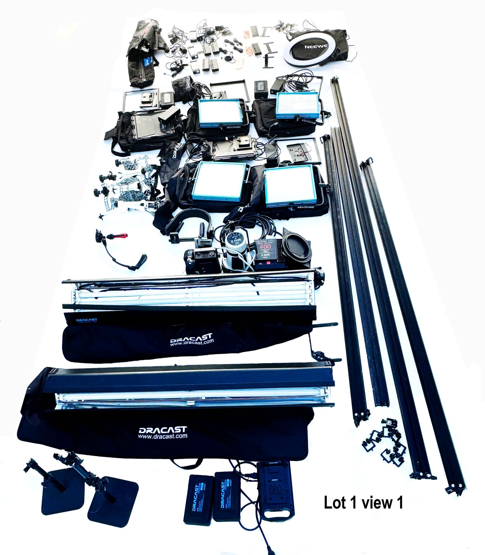 Studio Lighting Equipment Large Lot For Sale Manfrotto Impact Dracast Avenger, Stands, Light Panels, Baby Roller