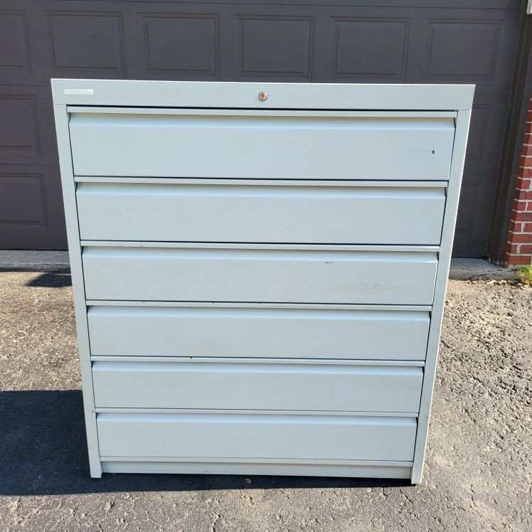 Eaton Optimedia 6 Drawer Metal Cabinet - 6" Drawers. 36" W x 18.5"D x 42"H - Garage or Office.