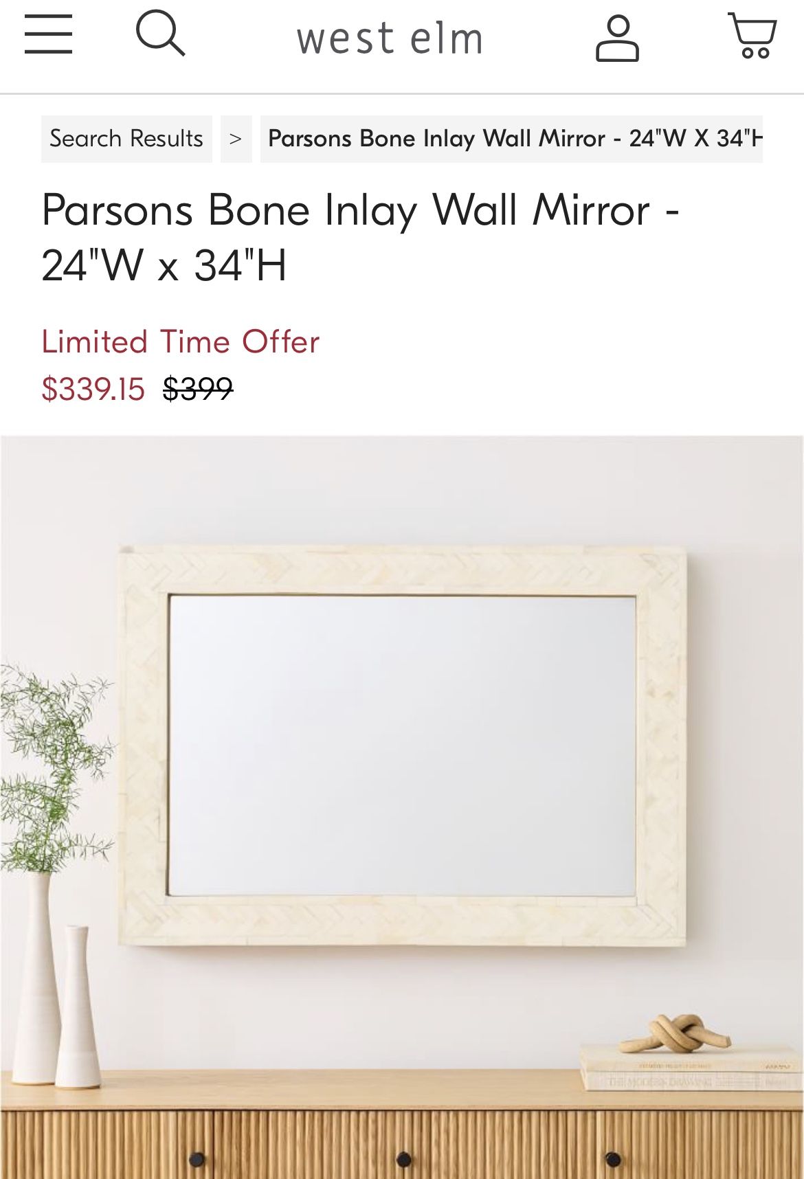 West Elm Parsons Bone Inlay Wall Mirror