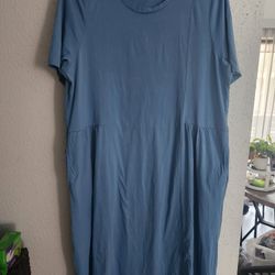 Blue Lounging Dress With Side Pockets