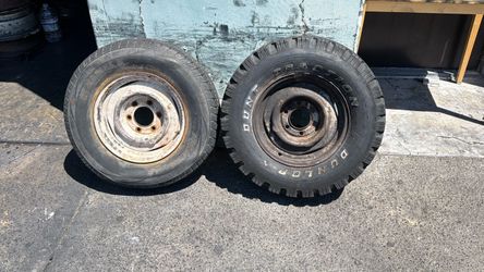 Two original disk brake 6 lug Steelies With Old Tires C10 K10 K5 Chevy or GMC