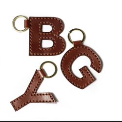 Artistically Inspired luxurious 2.5 Inch Letter Keychains / Charms Handmade leather
