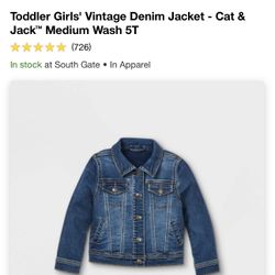Toddler Denim Jacket Size 5