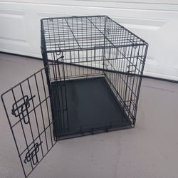 Collapsible Dog Kennel, With Plastic Tray And Bottom, Front Door Opens And Closes And Locks, Collapsible Cage