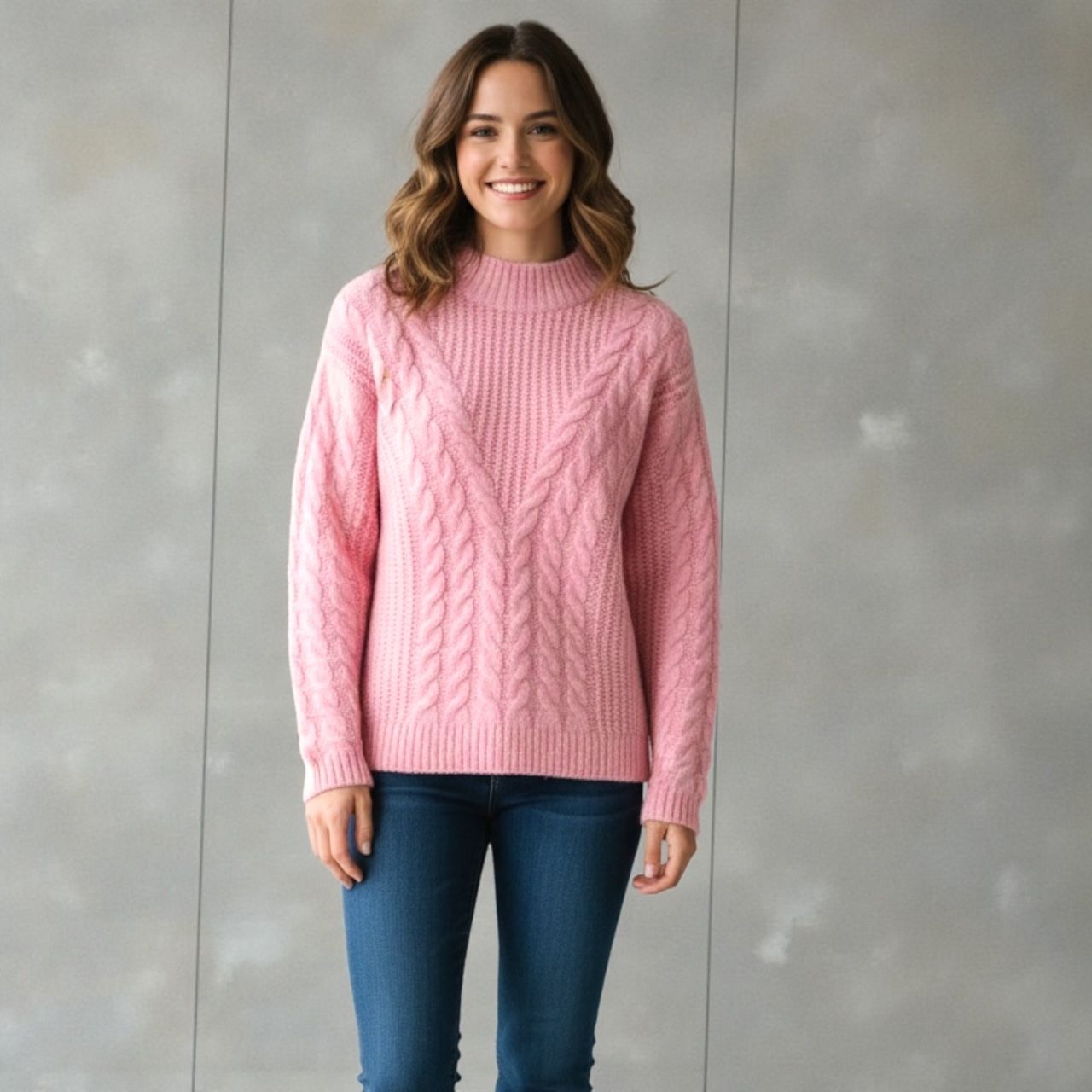 NWT Universal Threads pink cable knit cropped pull over cozy cabin sweater S
