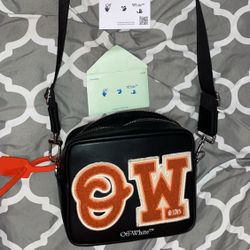 Off-White OW Logo Leather Crossbody Bag/Off-White Varsity OW Patch Shoulder Bag/Camera Bag