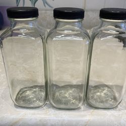 Three New Glass Jars With Lids