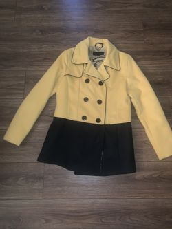 Steve Madden Black Mustard Pea Coat Trench size M