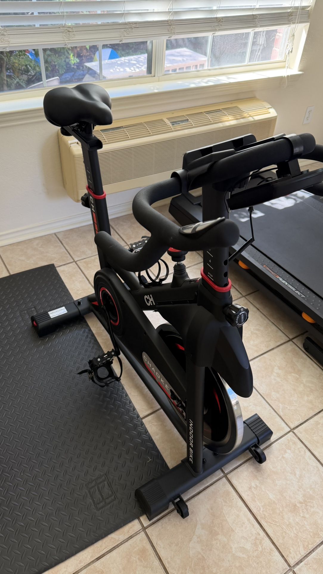 Exercise Bike, CHAOKE Stationary Bikes for Home with 330lbs Weight Capacity, Indoor Cycling Bike with Comfortable Seat Cushion, Silent Belt Drive, LCD