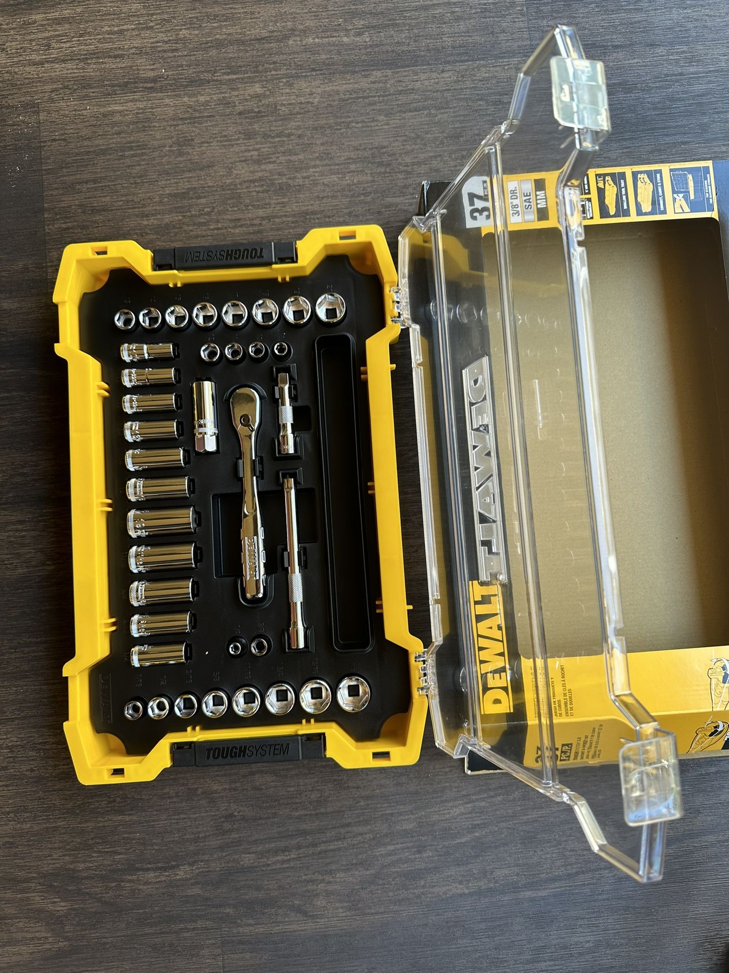DEWALT 3/8 in. Drive Socket Set with Toughsystem Tray (37-Piece)