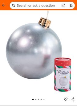 Holiball Silver Ornament 18" Medium Christmas Holiday Ornament Decor