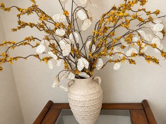 Rustic Farmhouse Decorative Vase with Artificial Flowers