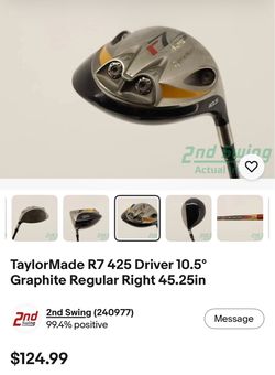 TaylorMade R7 425 Driver 10.5° Graphite Regular Right 45.25in NOW get the distance you've been looking for. Regular shaft, $129