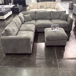 4 piece corduroy couch with ottoman 