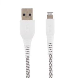 onn. Lightning Cable with Cable Management, White & Gray, 6' open box
