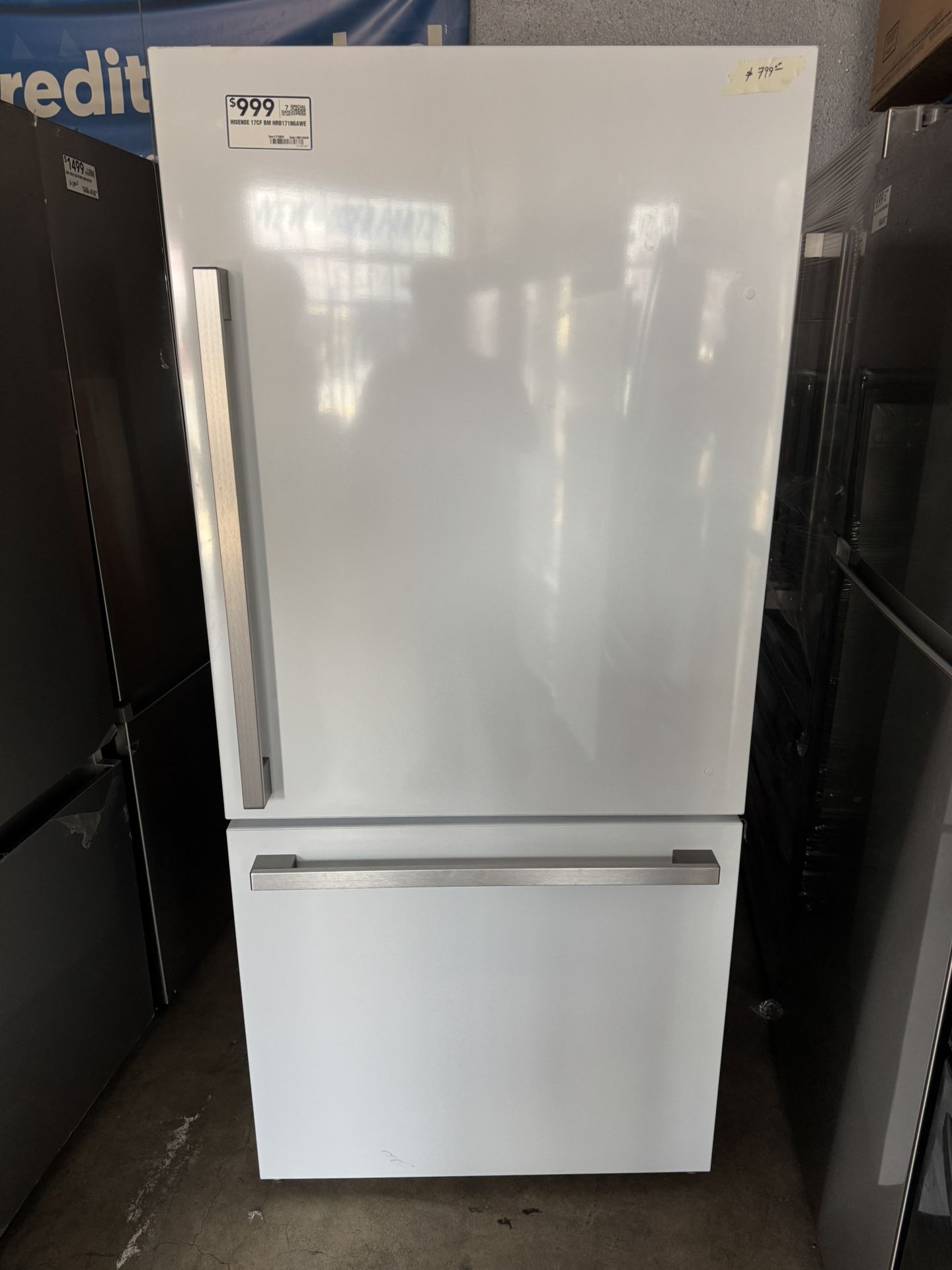 New Bottom Freezer White Refrigerator Chrome Handles