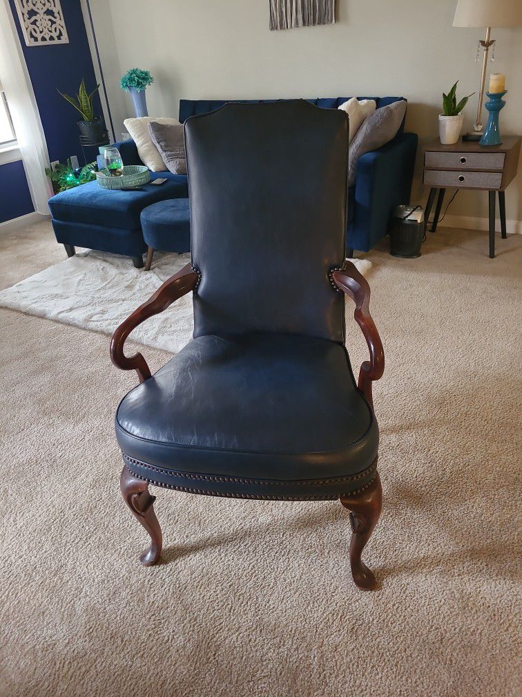 Antique Chair Queen Ann Blue Mahogany Hancock &Moore Local Pick Up Only