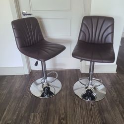 Set Of 2  Adjustable Bar Stools