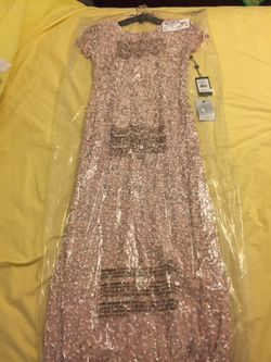 adrianna papell sequin mesh gown dress