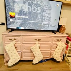 Pink Girl Dresser 9 Drawers Wood Sturdy