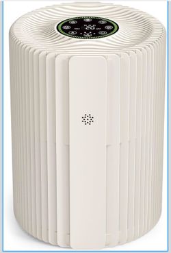 Air Purifier, 3-Stage Filter, 360° Intake, 5 Speeds, 24dB Sleep Mode, Timer (White)