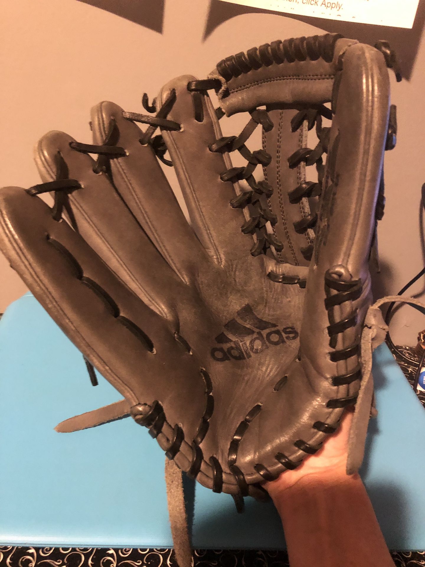 Grey Adidas EQT 12.5” LHT baseball glove