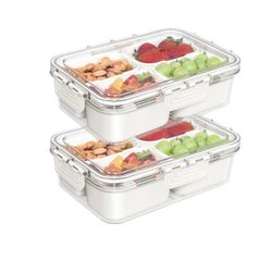  Snackle Box Container, Divided Serving Tray with Lid, 4 Compartment Snack Box Container for Candy, Fruits, Charcuterie, Travel & Parties, BPA-Fr