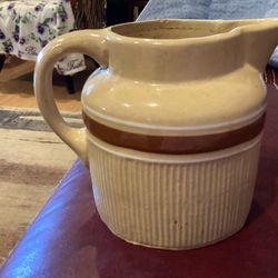 Vintage Crockery Cream Pitcher With Stripe