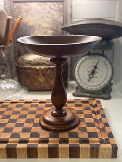 Vintage Turned Wood Pedestal Bowl