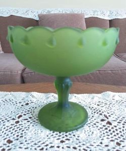 Vintage Indiana green compote bowl