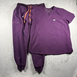 Figs Scrubs Set Shirt & Pants Women’s Size M/L Purple Stretch #2100