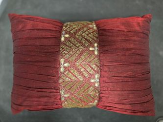 Red Silk Decorative Throw Pillow