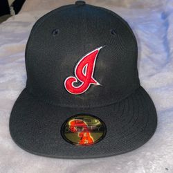 New Era 59FIFTY Cleveland Indians Script I Grey UV Fitted Hat Black 7 1/2