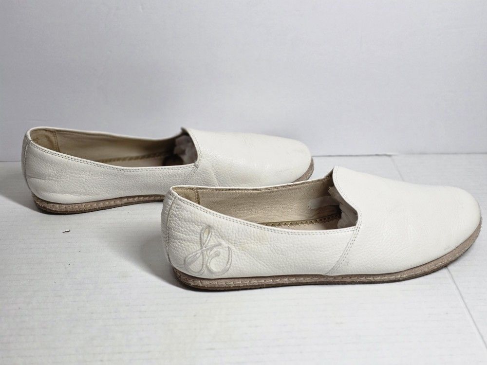 Sam Edelman Everie Leather Slipper Loafers Bright White size 8.5M