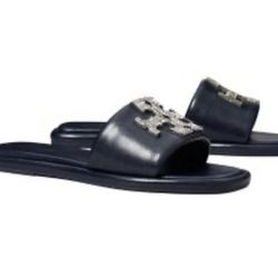 TORY BURCH Deco Embellish Double T- Crystal Slide, , LIMITED EDITION,