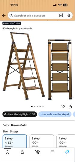 Brown Gold 5-Step Folding Aluminum Ladder