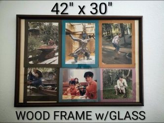 (Selling for frame only)  SOLID WOOD POSTER FRAME w/GLASS OVERLAY (42x30)