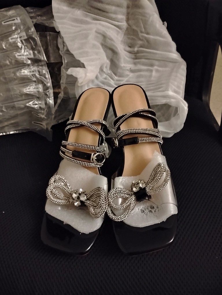 Doublebow Black Sandal Heels