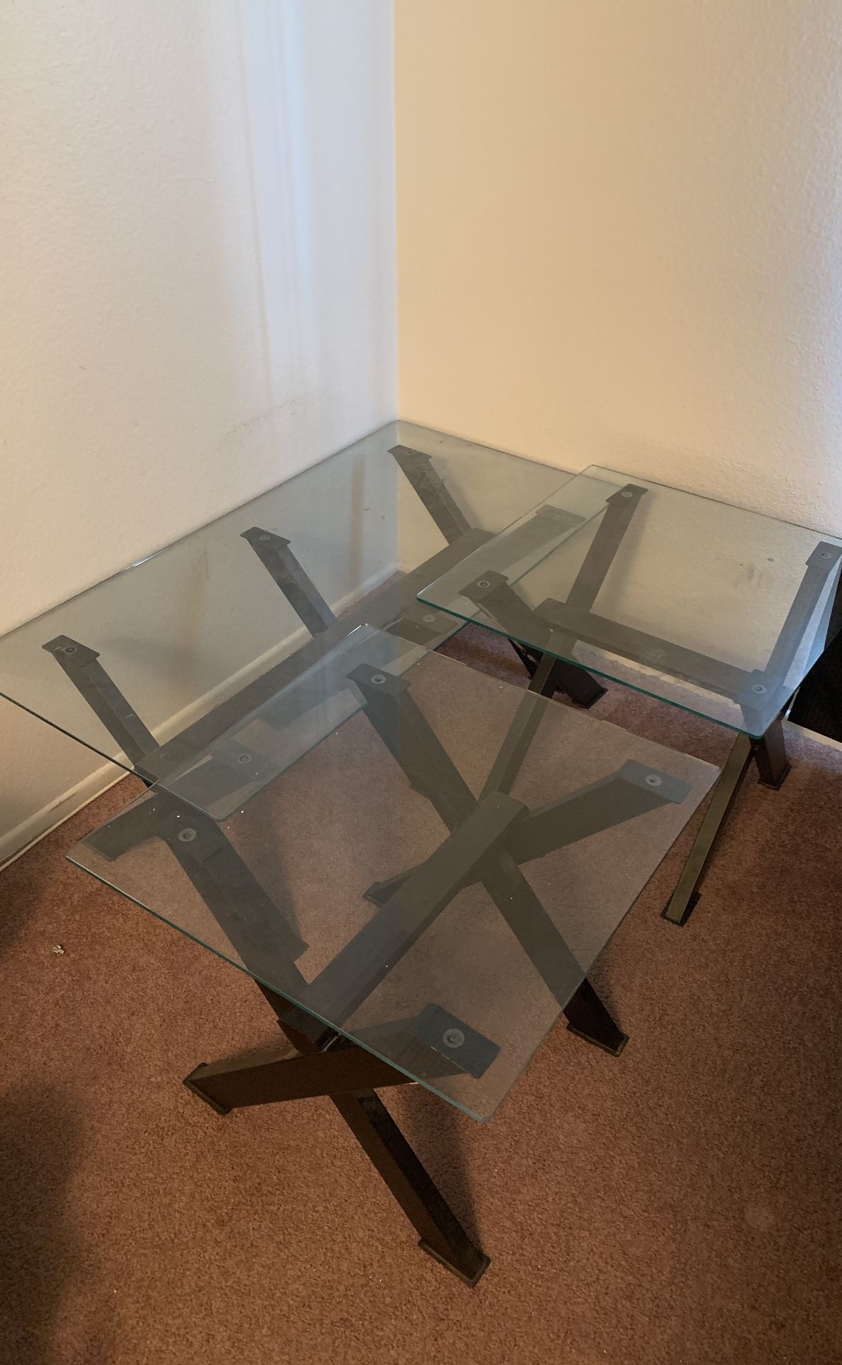 Glass coffee and end tables