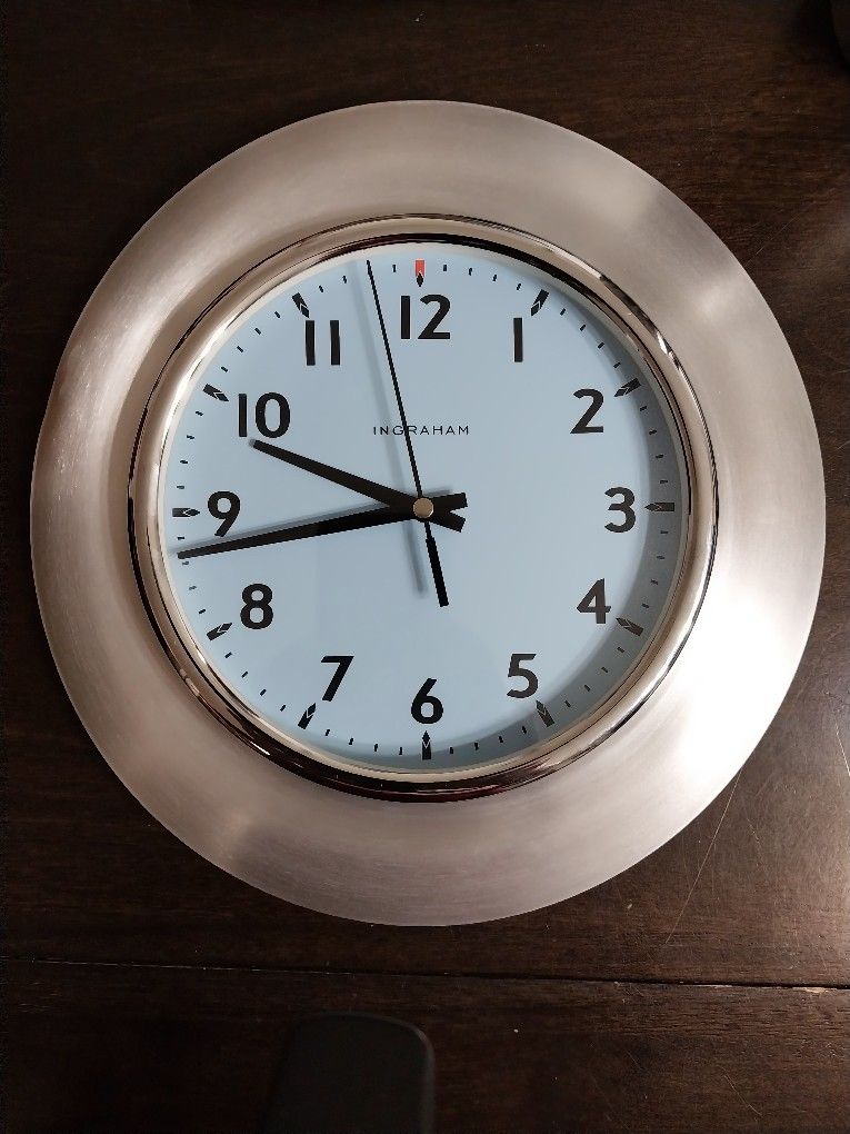 Vintage Aluminum Ingraham Wall Clock