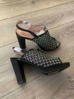 Heels with colored rhinestones available in 2 sizes