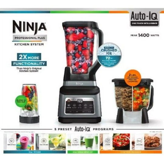 NINJA Professional Plus Kitchen System with Auto-iQ and 72oz Total Crushing Blender Pitcher (Model: BN800)
