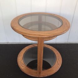 Milo Style Swivel Round Mid Century Wood Modular Side Coffee Table