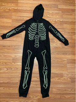 Glow in the Dark Kids skeleton onesie pajamas size medium